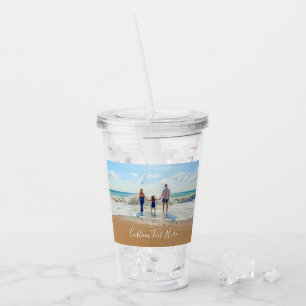 Vaso Acrílico Tumbler acrílico de tu foto con texto Personalizad