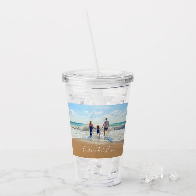 Vaso Acrílico Tumbler acrílico de tu foto con texto Personalizad (Anverso (hielo))