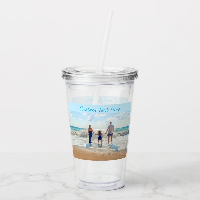 Vaso Acrílico Tumbler acrílico de tu foto con texto Personalizad (Reverso)