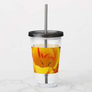 Vaso Acrílico Tumbler acrílico de tulipanes amarillos de primave
