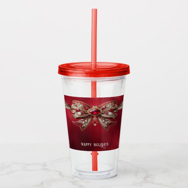 Vaso Acrílico Tumbler acrílico de vacaciones de arco rojo (Anverso)