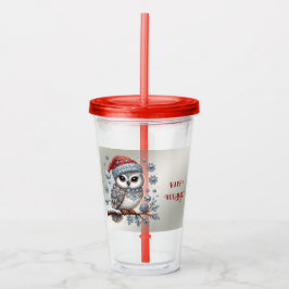 Vaso Acrílico Tumbler acrílico de vacaciones de búho navidad