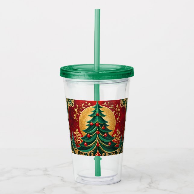Vaso Acrílico Tumbler acrílico de vacaciones en árbol de Navidad (Anverso)