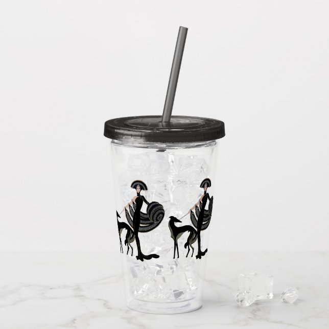 Vaso Acrílico Tumbler acrílico deco borzoi (Reverso (hielo))