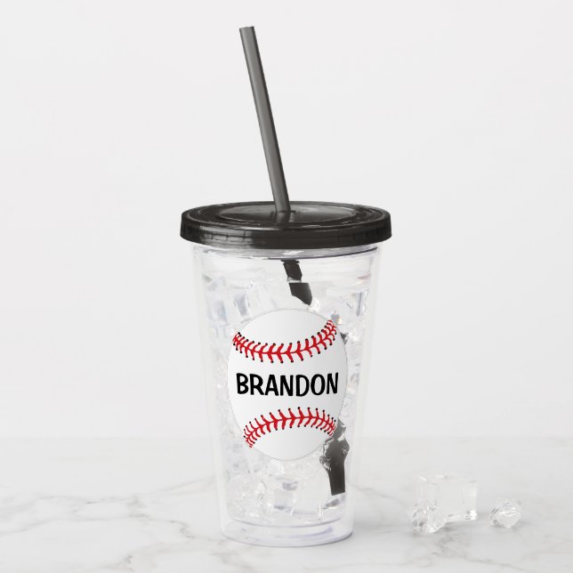 Vaso Acrílico Tumbler acrílico deportivo de Baseballs (Anverso (hielo))
