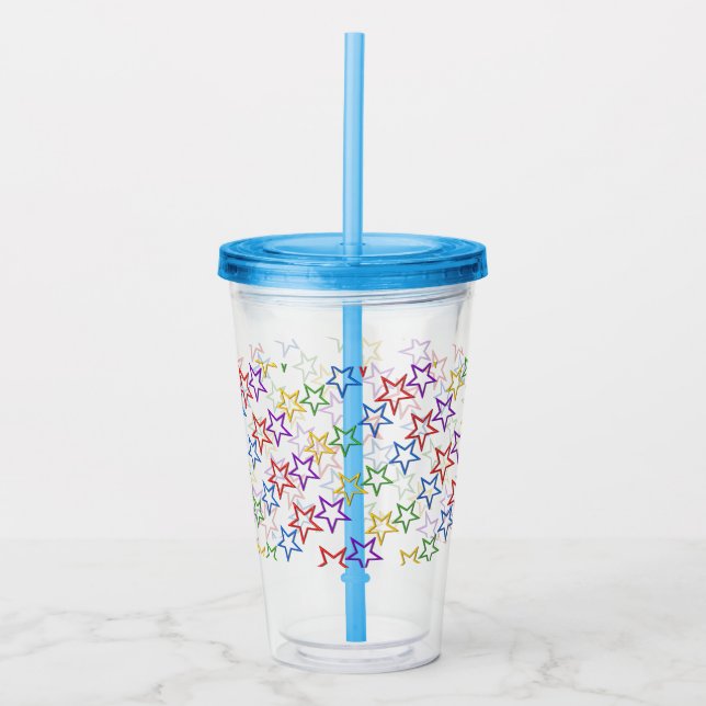 Vaso Acrílico Tumbler acrílico - Estrellas de colores (Anverso)