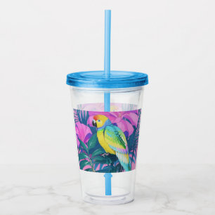 Vaso Acrílico Tumbler acrílico hawaiano/tropical/floral/loro