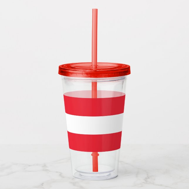 Vaso Acrílico Tumbler acrílico patriótico con bandera de Austria (Anverso)