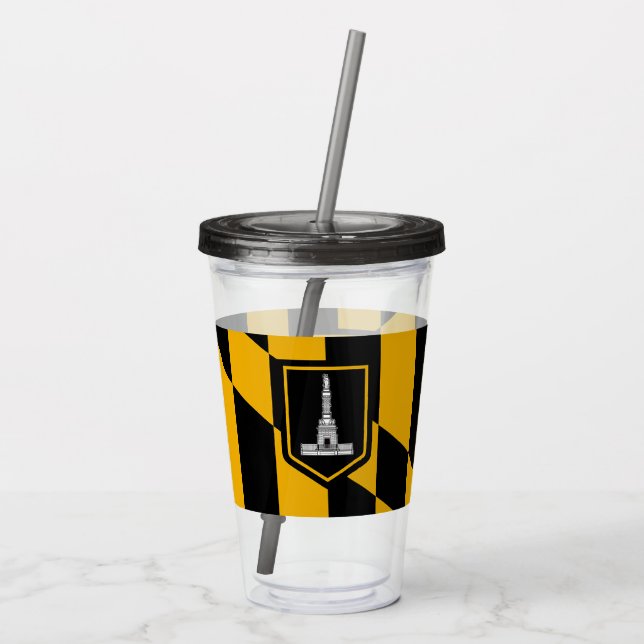 Vaso Acrílico Tumbler acrílico patriótico con bandera de Baltimo (Reverso)