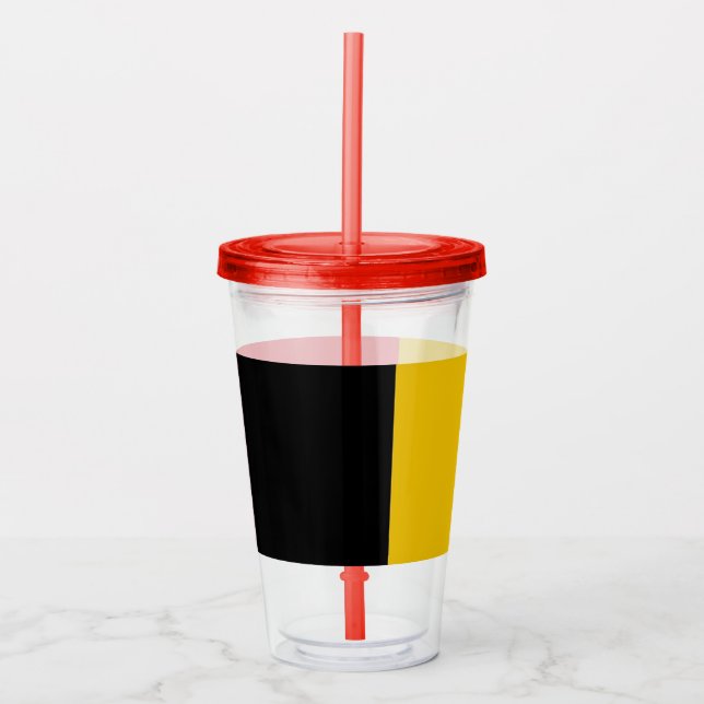 Vaso Acrílico Tumbler acrílico patriótico con bandera de Bélgica (Anverso)
