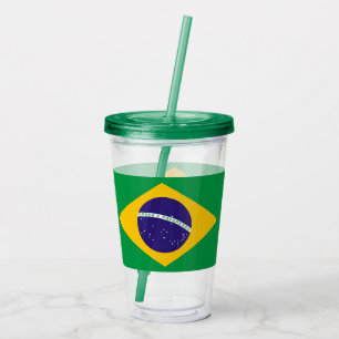 Vaso Acrílico Tumbler acrílico patriótico con bandera de Brasil