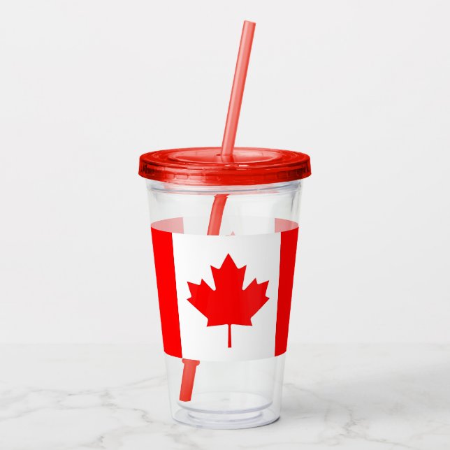 Vaso Acrílico Tumbler acrílico patriótico con bandera de Canadá (Reverso)