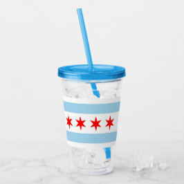 Vaso Acrílico Tumbler acrílico patriótico con bandera de Chicago