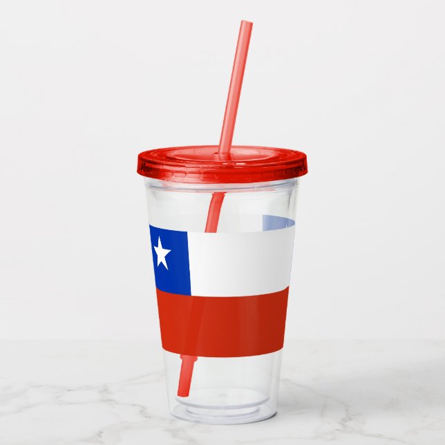 Vaso Acrílico Tumbler acrílico patriótico con bandera de Chile (Reverso)