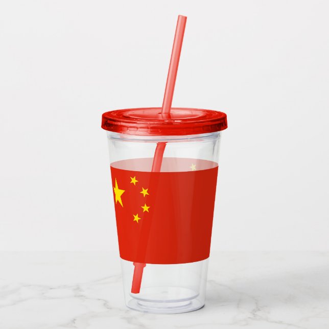 Vaso Acrílico Tumbler acrílico patriótico con bandera de China (Reverso)