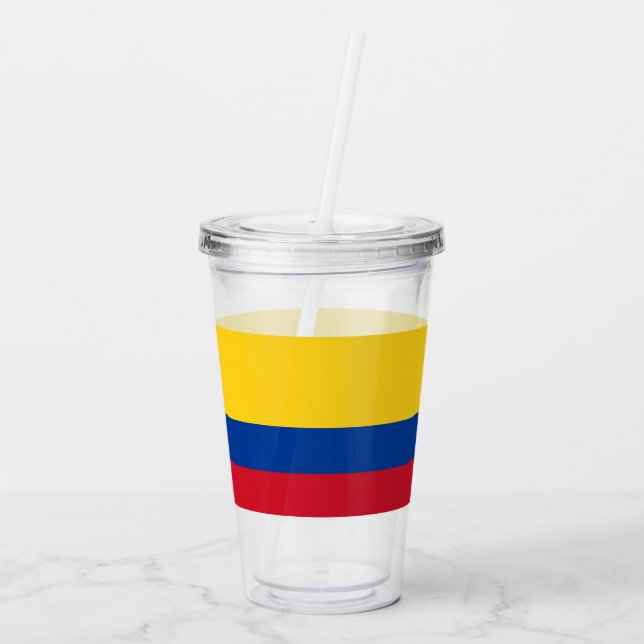 Vaso Acrílico Tumbler acrílico patriótico con bandera de Colombi (Reverso)