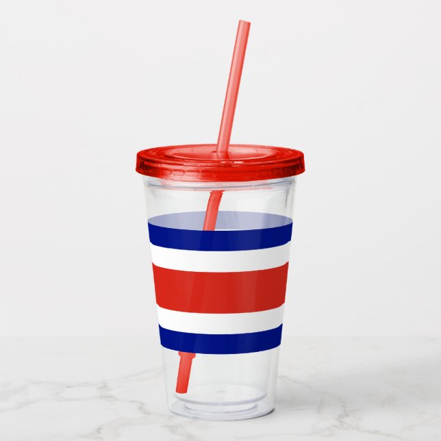 Vaso Acrílico Tumbler acrílico patriótico con bandera de Costa R (Reverso)