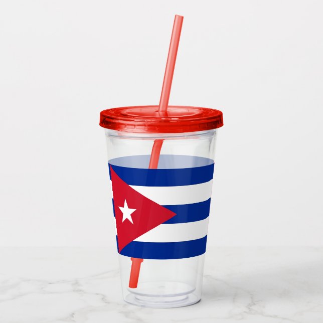 Vaso Acrílico Tumbler acrílico patriótico con bandera de Cuba (Reverso)