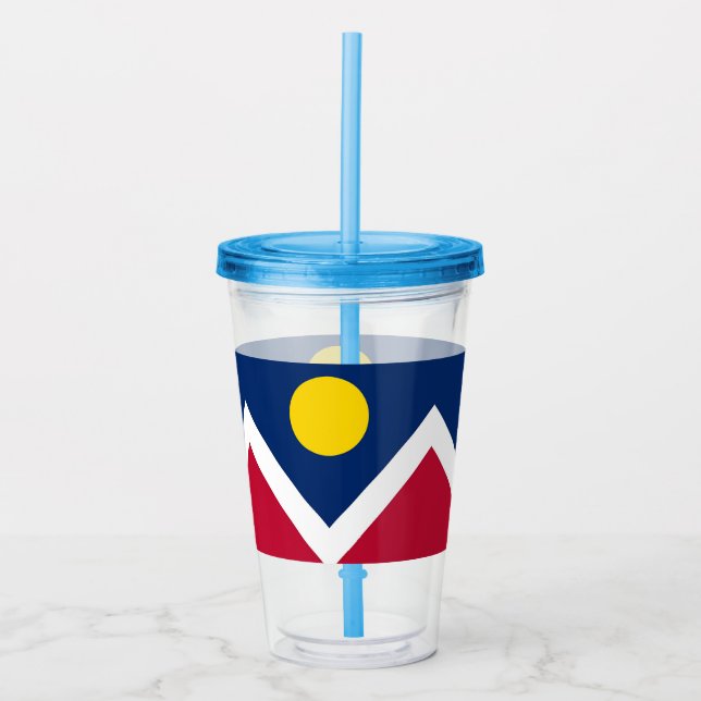 Vaso Acrílico Tumbler acrílico patriótico con bandera de Denver (Anverso)