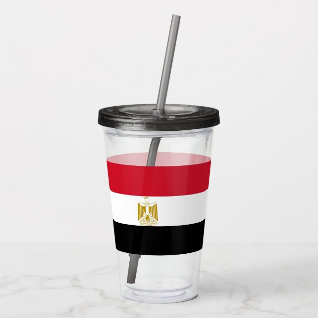 Vaso Acrílico Tumbler acrílico patriótico con bandera de Egipto (Reverso)