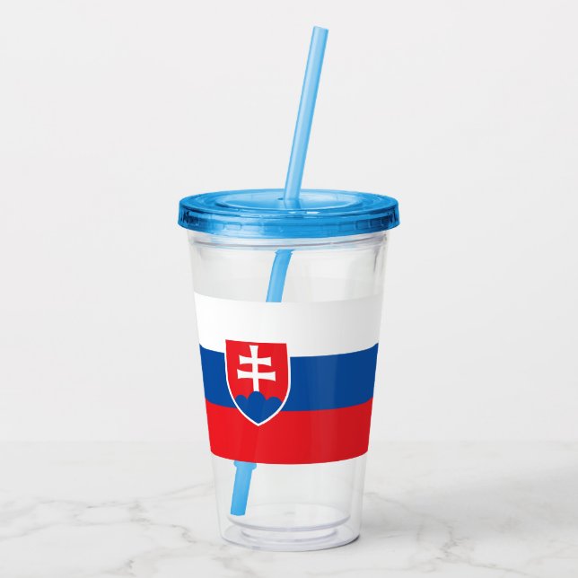 Vaso Acrílico Tumbler acrílico patriótico con bandera de Eslovaq (Reverso)