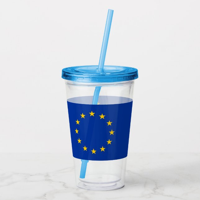 Vaso Acrílico Tumbler acrílico patriótico con bandera de Europa (Reverso)