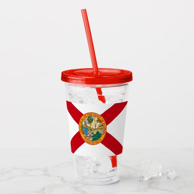Vaso Acrílico Tumbler acrílico patriótico con bandera de Florida (Anverso (hielo))