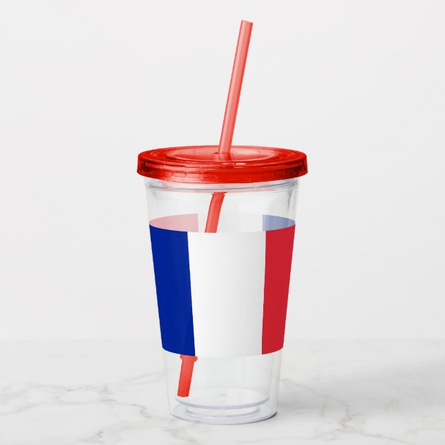 Vaso Acrílico Tumbler acrílico patriótico con bandera de Francia (Reverso)