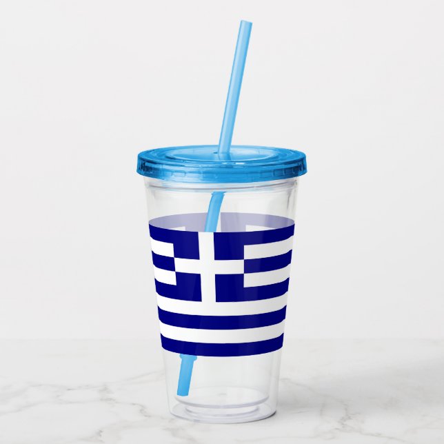 Vaso Acrílico Tumbler acrílico patriótico con bandera de Grecia (Reverso)