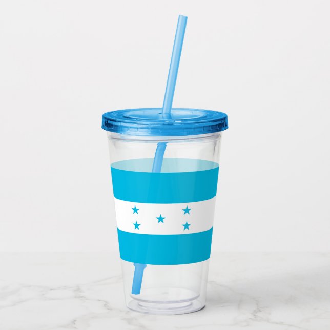 Vaso Acrílico Tumbler acrílico patriótico con bandera de Hondura (Reverso)
