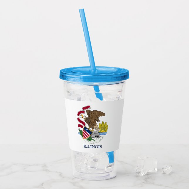 Vaso Acrílico Tumbler acrílico patriótico con bandera de Illinoi (Anverso (hielo))