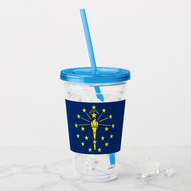 Vaso Acrílico Tumbler acrílico patriótico con bandera de Indiana (Anverso (hielo))