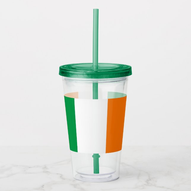 Vaso Acrílico Tumbler acrílico patriótico con bandera de Irlanda (Anverso)