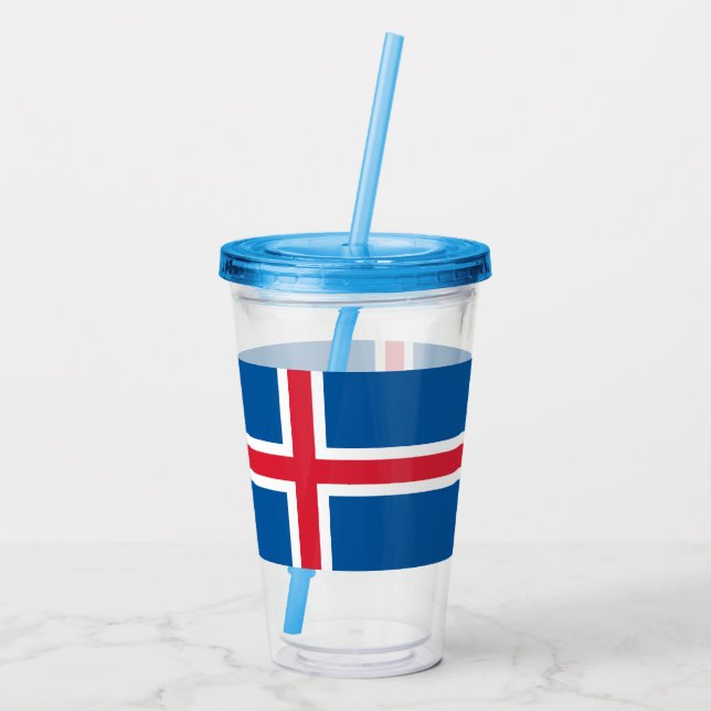 Vaso Acrílico Tumbler acrílico patriótico con bandera de Islandi (Reverso)