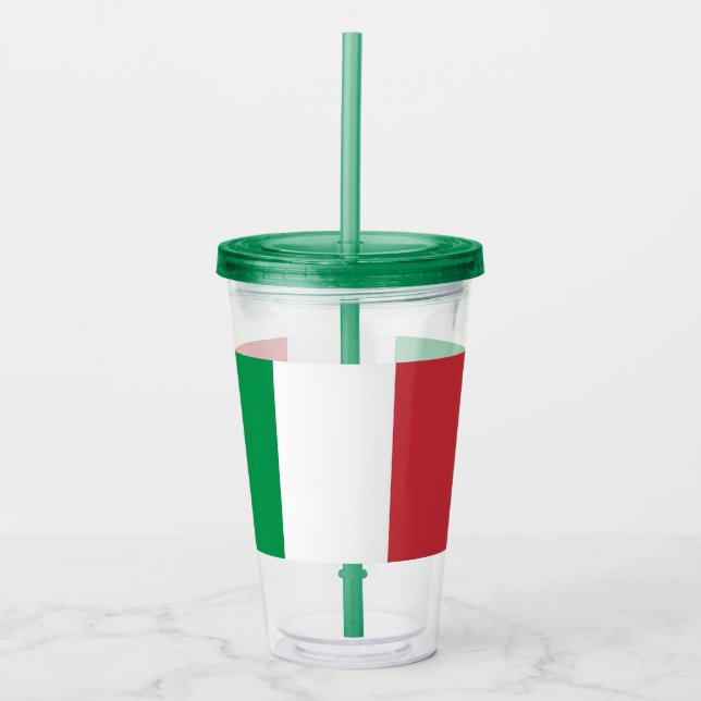 Vaso Acrílico Tumbler acrílico patriótico con bandera de Italia (Anverso)