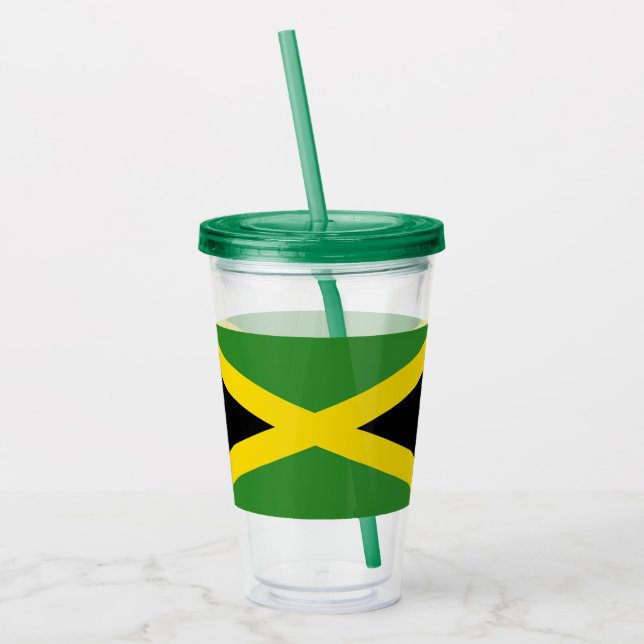 Vaso Acrílico Tumbler acrílico patriótico con bandera de Jamaica (Izquierda)