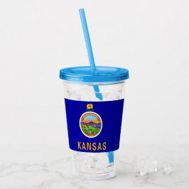 Vaso Acrílico Tumbler acrílico patriótico con bandera de Kansas