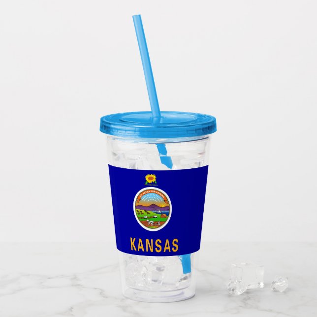 Vaso Acrílico Tumbler acrílico patriótico con bandera de Kansas (Anverso (hielo))