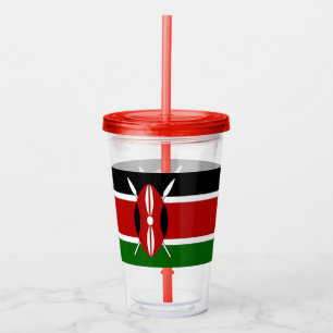 Vaso Acrílico Tumbler acrílico patriótico con bandera de Kenia