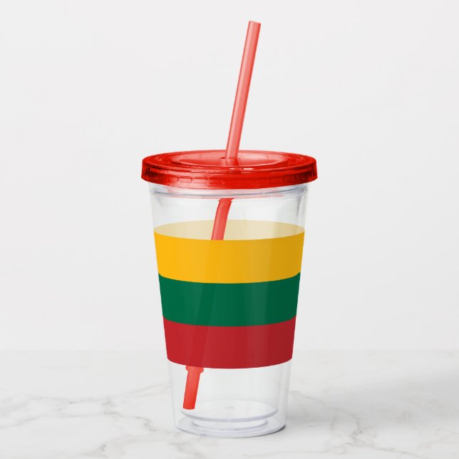 Vaso Acrílico Tumbler acrílico patriótico con bandera de Lituani (Reverso)