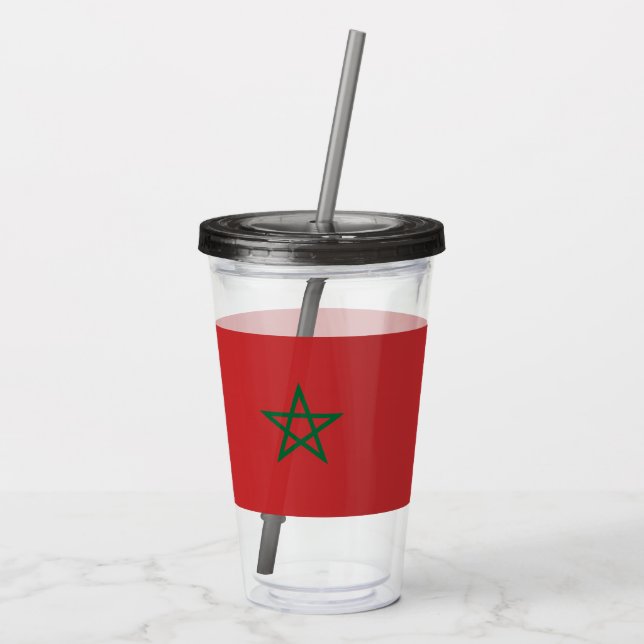 Vaso Acrílico Tumbler acrílico patriótico con bandera de Marruec (Reverso)