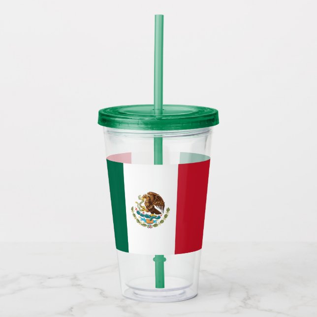 Vaso Acrílico Tumbler acrílico patriótico con bandera de México (Anverso)