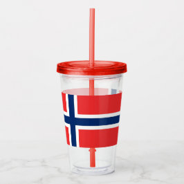 Vaso Acrílico Tumbler acrílico patriótico con bandera de Noruega