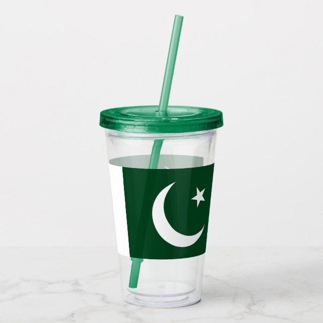 Vaso Acrílico Tumbler acrílico patriótico con bandera de Pakistá (Reverso)