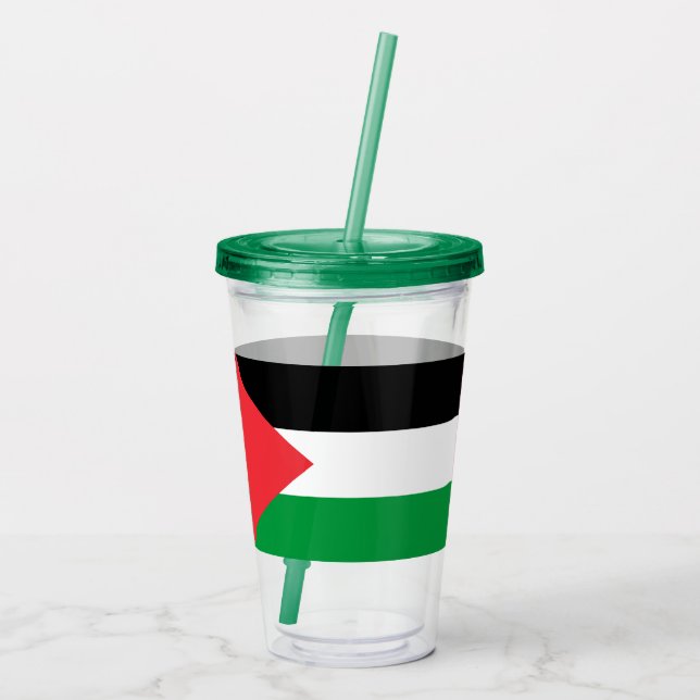 Vaso Acrílico Tumbler acrílico patriótico con bandera de Palesti (Reverso)