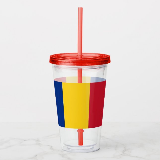 Vaso Acrílico Tumbler acrílico patriótico con bandera de Rumania (Anverso)