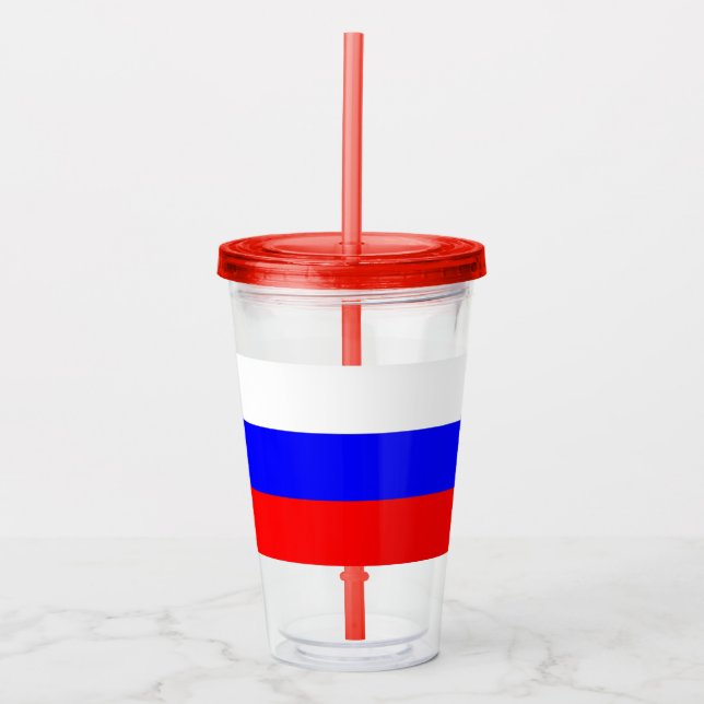 Vaso Acrílico Tumbler acrílico patriótico con bandera de Rusia (Anverso)