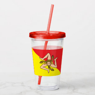 Vaso Acrílico Tumbler acrílico patriótico con bandera de Sicilia