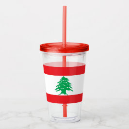 Vaso Acrílico Tumbler acrílico patriótico con bandera del Líbano