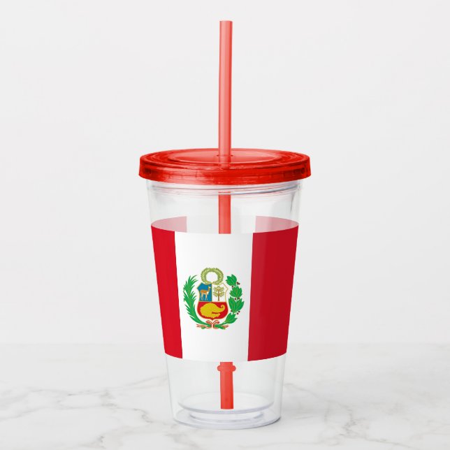 Vaso Acrílico Tumbler acrílico patriótico con bandera del Perú (Anverso)